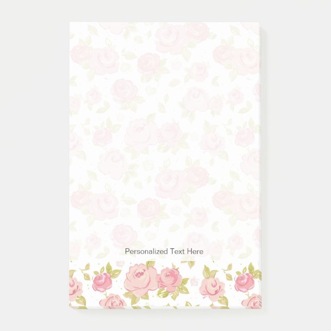 Elegance wallpaper pattern of pink roses 3 post-it notes (Front)