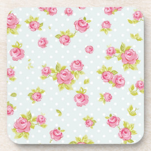 Elegance wallpaper pattern of pink roses 4 coaster