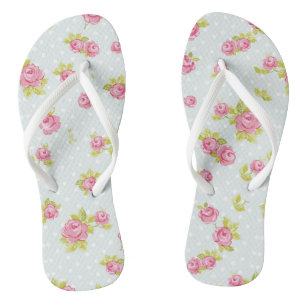 Elegance wallpaper pattern of pink roses 4 flip flops