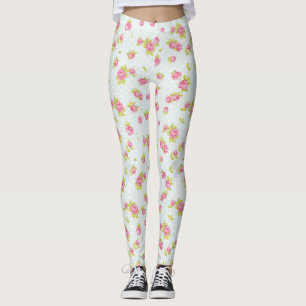 Elegance wallpaper pattern of pink roses 4 leggings