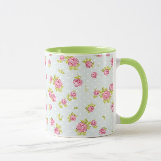 Elegance wallpaper pattern of pink roses 4 mug (Right)