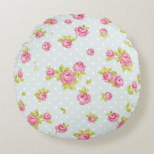 Elegance wallpaper pattern of pink roses 4 round pillow