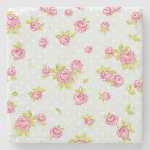 Elegance wallpaper pattern of pink roses 4 stone coaster