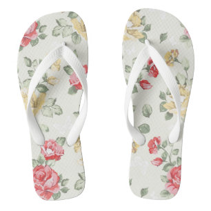Elegance wallpaper pattern of pink roses flip flops