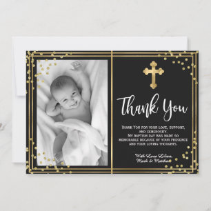 Elegand Gold et Black Baptism Merci Cartes