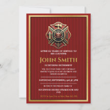 Eleganet Firefighter Retraite Party Invitations