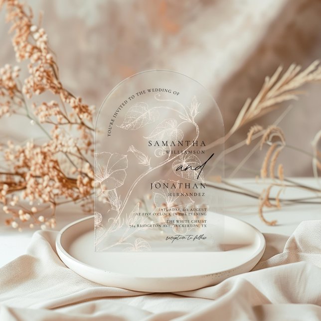 Elegang Bohemian Greenery Wedding Acrylic Invitations (Creator Uploaded)