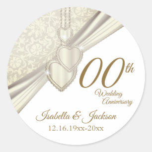 Elegant 00th  Wedding Anniversary Classic Round Sticker