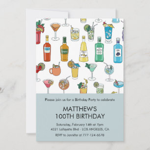 Elegant 100th birthday invitations Cocktail Modern