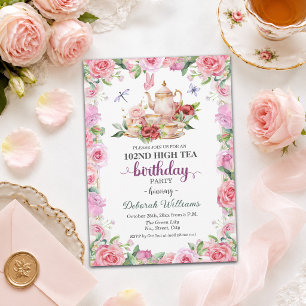Elegant 102nd Birthday High Tea Party  Invitation