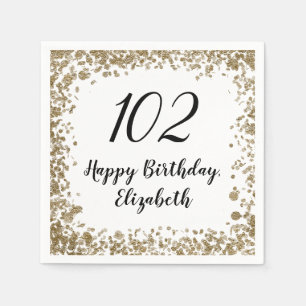 Elegant 102nd Birthday Napkins With Gold Sequins