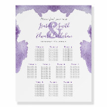 Elegant 10 Table Purple Watercolor Seating Chart