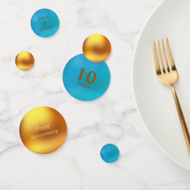 Elegant 10th Anniversary Gold & Turquoise Confetti (Group)
