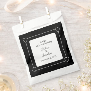 Elegant 10th Anniversary Romantic Hearts Black Favour Bag