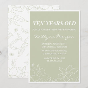 Elegant 10th birthday invitations Modern Floral 