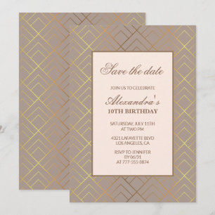 Elegant 10th birthday invitations Save the date 