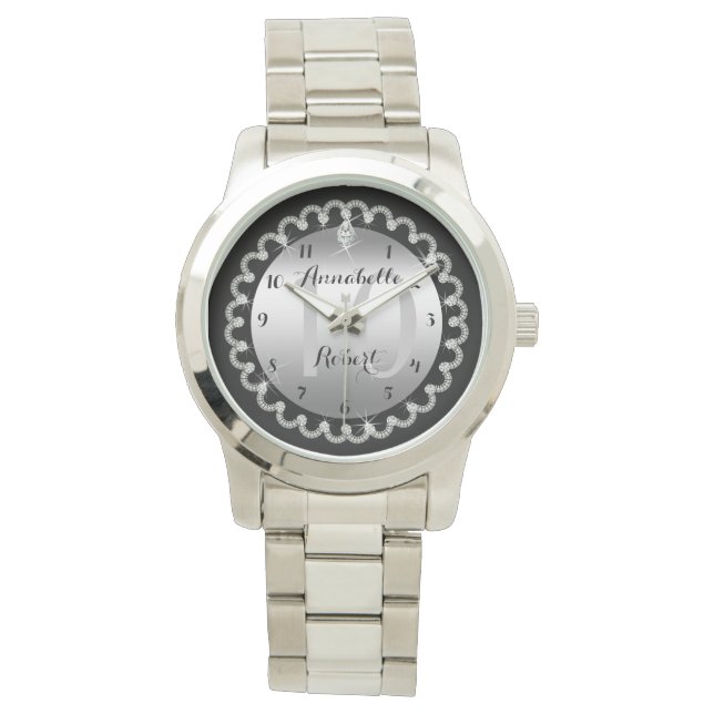 Elegant 10th Silver and Diamonds Anniversary Watch (Front)