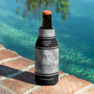 Elegant 10th Tin Wedding Anniversary Celebration Bottle Cooler