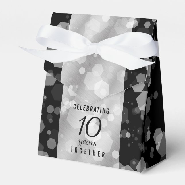Elegant 10th Tin Wedding Anniversary Celebration Favor Box (Front Side)