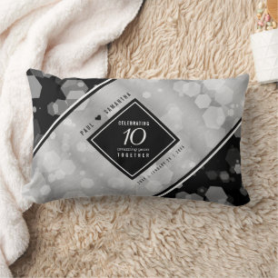 Elegant 10th Tin Wedding Anniversary Celebration Lumbar Pillow