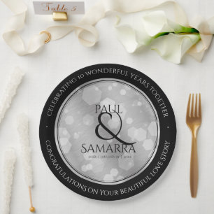 Elegant 10th Tin Wedding Anniversary Celebration Paper Plate