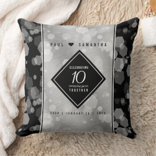 Elegant 10th Tin Wedding Anniversary Celebration Throw Pillow