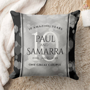 Elegant 10th Tin Wedding Anniversary Celebration Throw Pillow