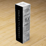 Elegant 10th Tin Wedding Anniversary Celebration Wine Box<br><div class="desc">Add an extra special touch to 10th wedding anniversary celebrations with this commemorative wine gift box! Elegant black serif and sans serif lettering with hexagonal confetti on a tin background add a memorable touch for this special occasion and milestone. Customize with the happy couple's names and the years of marriage...</div>