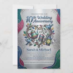Elegant 10th Tin Wedding Anniversary Party Photo Invitation