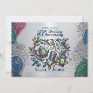 Elegant 10th Tin Wedding Anniversary Party Photo Invitation