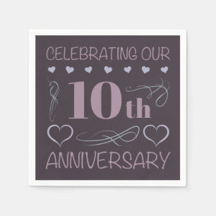 Elegant 10th Wedding Anniversary Lavender Napkin