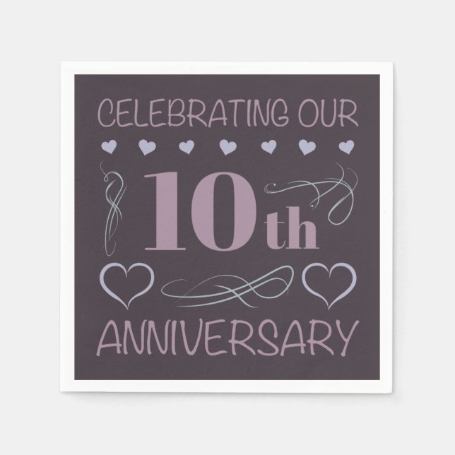 Elegant 10th Wedding Anniversary Lavender Napkin (Front)