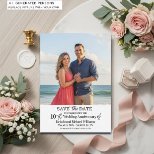 Elegant 10th Wedding Anniversary Photo Save The Date