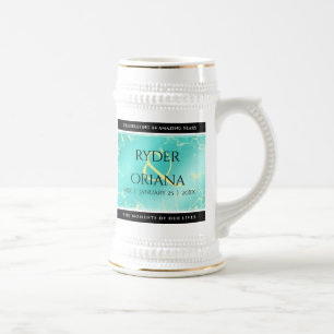 Elegant 11th 44th Turquoise Wedding Anniversary Beer Stein