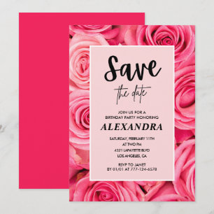 Elegant 11th birthday  Floral Rose Save the date  Invitation