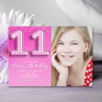 Elegant 11th Birthday girl with photo Numer Ballon