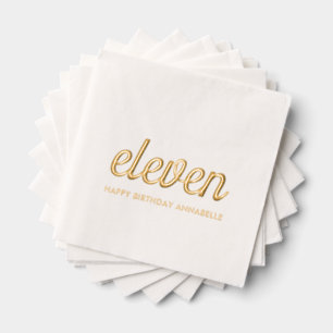 Elegant 11th Birthday Modern Gold Foil Napkins