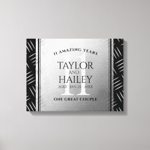 Elegant 11th Steel Wedding Anniversary Celebration Canvas Print