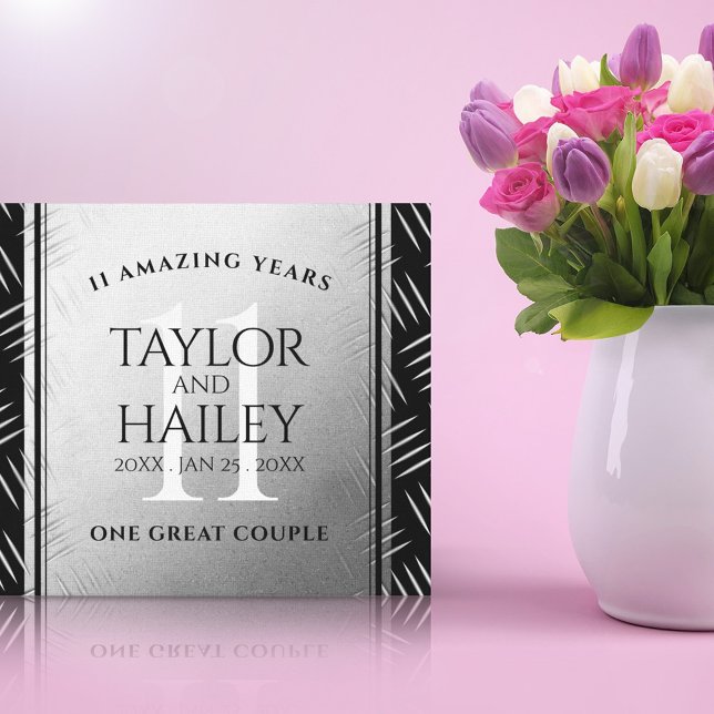 Elegant 11th Steel Wedding Anniversary Celebration Canvas Print (Creator Uploaded)