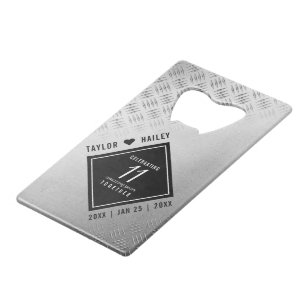 Elegant 11th Steel Wedding Anniversary Celebration Credit Card Bottle Opener