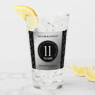 Elegant 11th Steel Wedding Anniversary Celebration Glass