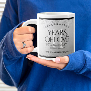 Elegant 11th Steel Wedding Anniversary Celebration Large Coffee Mug