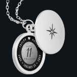 Elegant 11th Steel Wedding Anniversary Celebration Locket Necklace<br><div class="desc">Commemorate the 11th wedding anniversary with this elegant locket! Elegant black and white serif and sans serif lettering on a diamond-plated, worn steel background add a memorable touch for this special occasion and milestone. Customize with the happy couple's names, and dates for their steel anniversary. Design © W.H. Sim, All...</div>