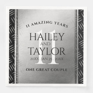Elegant 11th Steel Wedding Anniversary Celebration Napkin