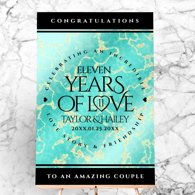 Elegant 11th Turquoise Wedding Anniversary Acrylic Sign (Elegant 11th Turquoise Wedding Anniversary Acrylic Sign Cover Photo)