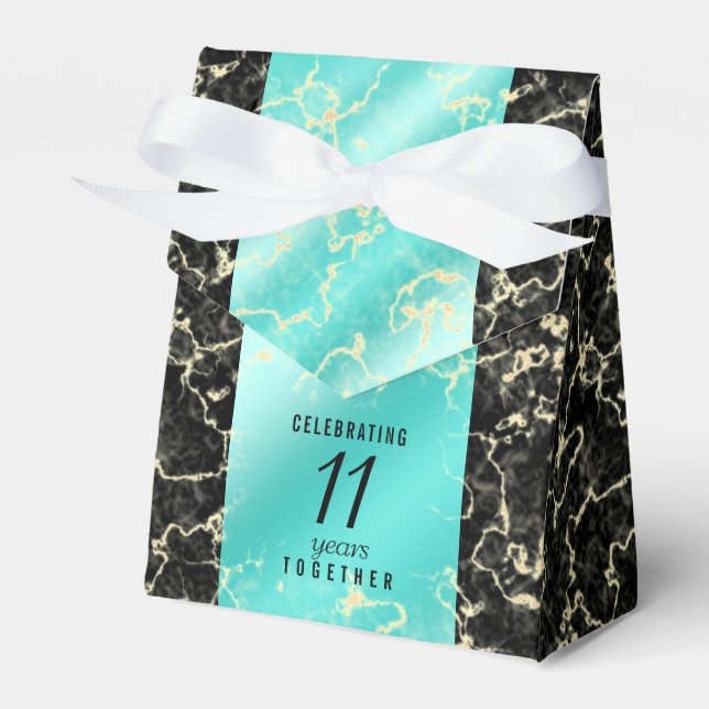Elegant 11th Turquoise Wedding Anniversary Favor Box (Front Side)