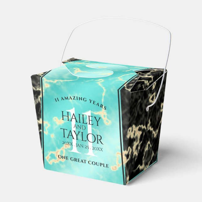 Elegant 11th Turquoise Wedding Anniversary Favor Box (Front Side)