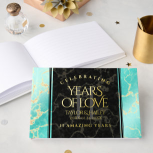 Elegant 11th Turquoise Wedding Anniversary Guest Book