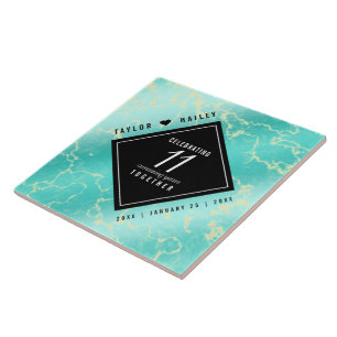 Elegant 11th Turquoise Wedding Anniversary Tile
