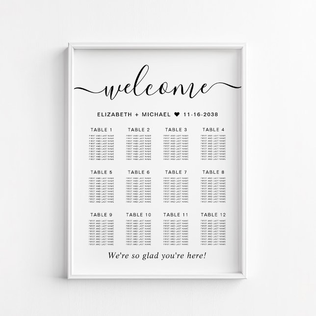 Elegant 12 Table Wedding Seating Chart (Creator Uploaded)